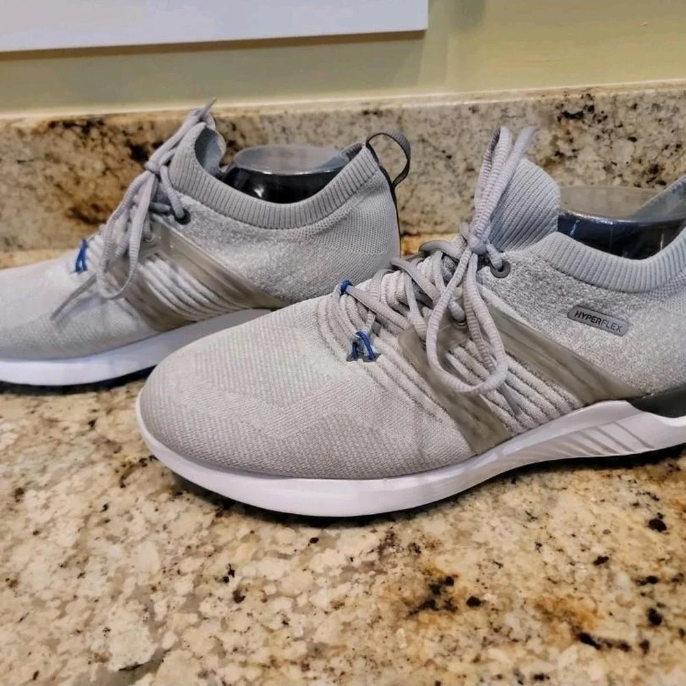 Footjoy Mens Size 12W Hyperflex Gray Knit Casual Athlectic Spiked Golf Shoes